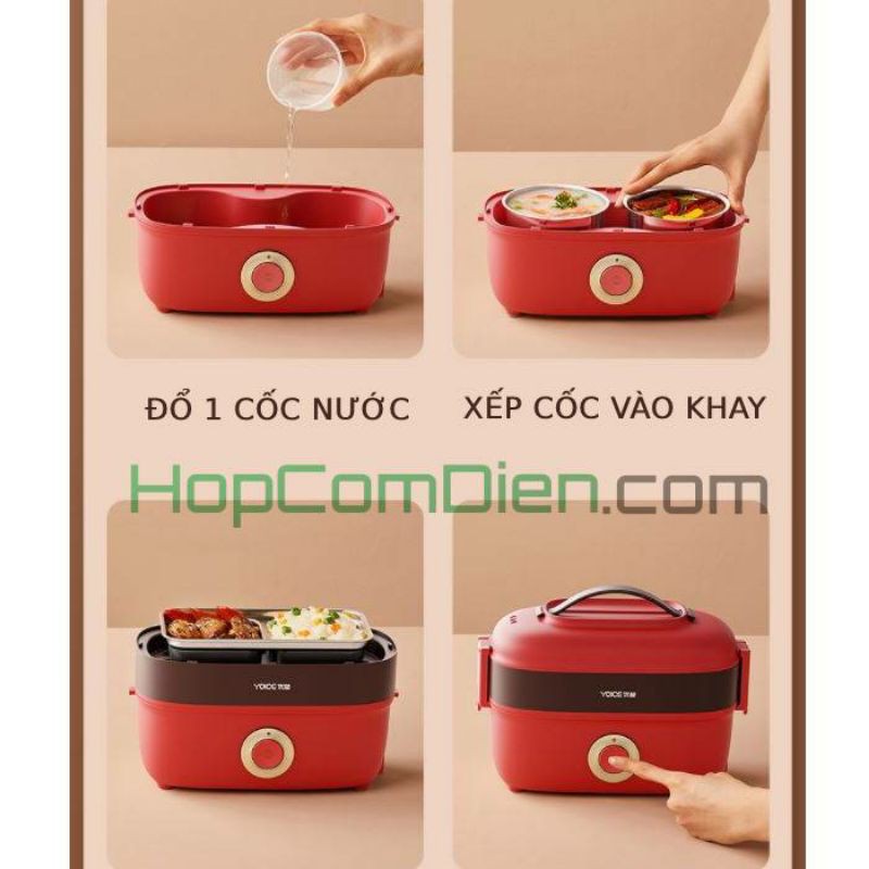 Hộp cơm hâm nóng yoice 2 tầng 4 ngăn cao cấp Y-FHA13