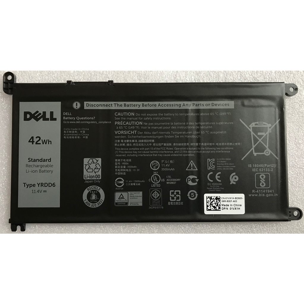 (BATTERY) PIN LAPTOP DELL VOSTRO 5481 YRDD6 (ZIN) (3 CELL) dùng cho Inspiron 5481 3493 5480 7586, Vostro 3491 5481 5581