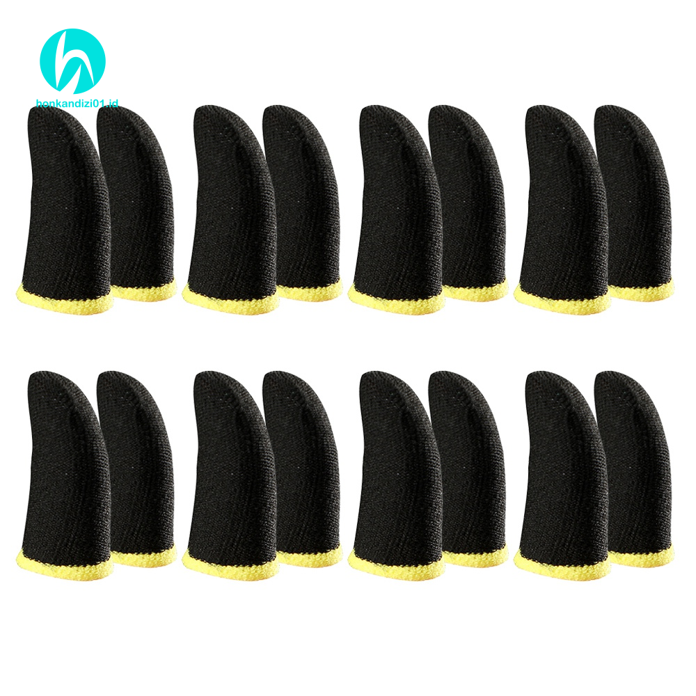 Bộ 16 găng ngón tay bằng sợi carbon 18 mũi may cho trò chơi PUBG Mobile màu đen và vàng