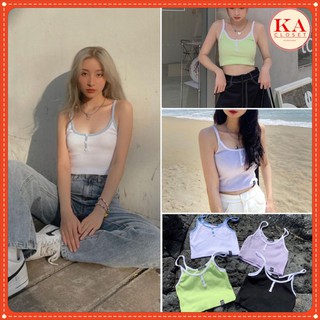  Áo dây cúc nhiều màu KA Closet chất thun gân co dãn có 4 màu mẫu mới 2021