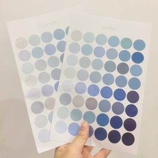 Set 1 Tấm Sticker Tròn Tone Xanh Biển