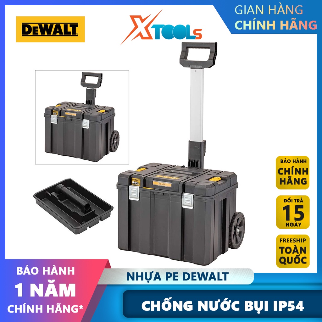 Hộp dụng cụ có tay kéo Dewalt DWST83347-1 | kích thước 526 x 515 x 770 mm, chất liệu nhựa ABS [CHÍNH HÃNG][XTOOLs]