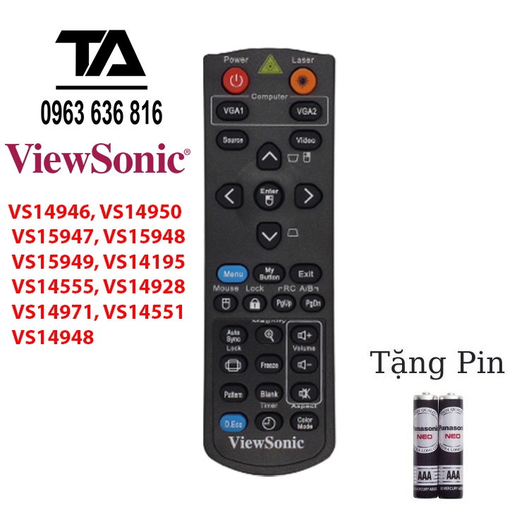 Điều Khiển Máy Chiếu ViewSonic - CHÍNH HÃNG ( tặng kèm pin )