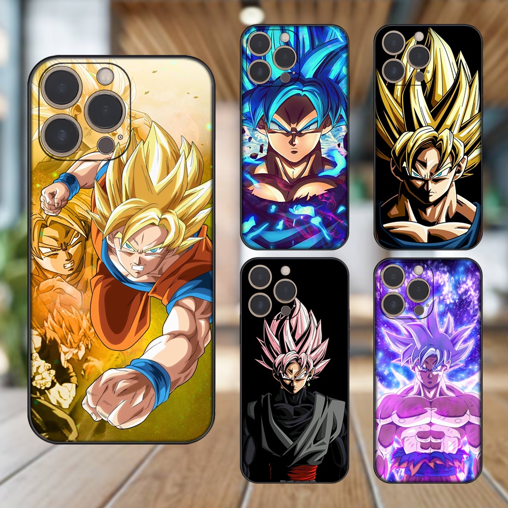 Ốp lưng iPhone 13 Pro dẻo đen cạnh vuông in hình Goku Dragon Ball