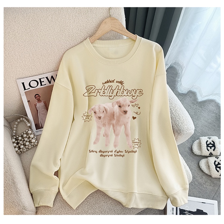 NRVP Áo Thun Nữ Dài Tay Dáng Rộng In Hình Phong Cách Hàn Quốc Mới