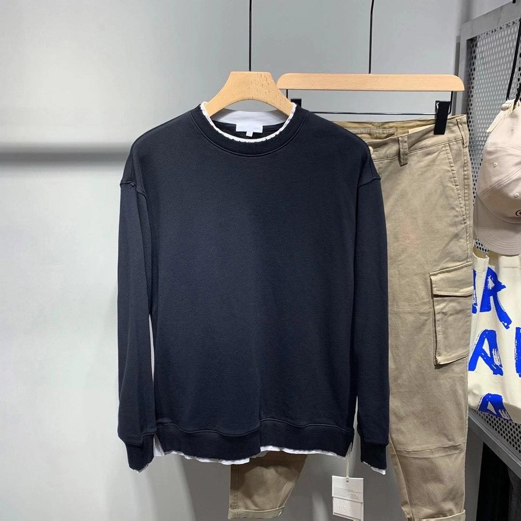 Áo sweater nam, áo thun dài tay nỉ da cá lót viền DENIMST 8114 | BigBuy360 - bigbuy360.vn