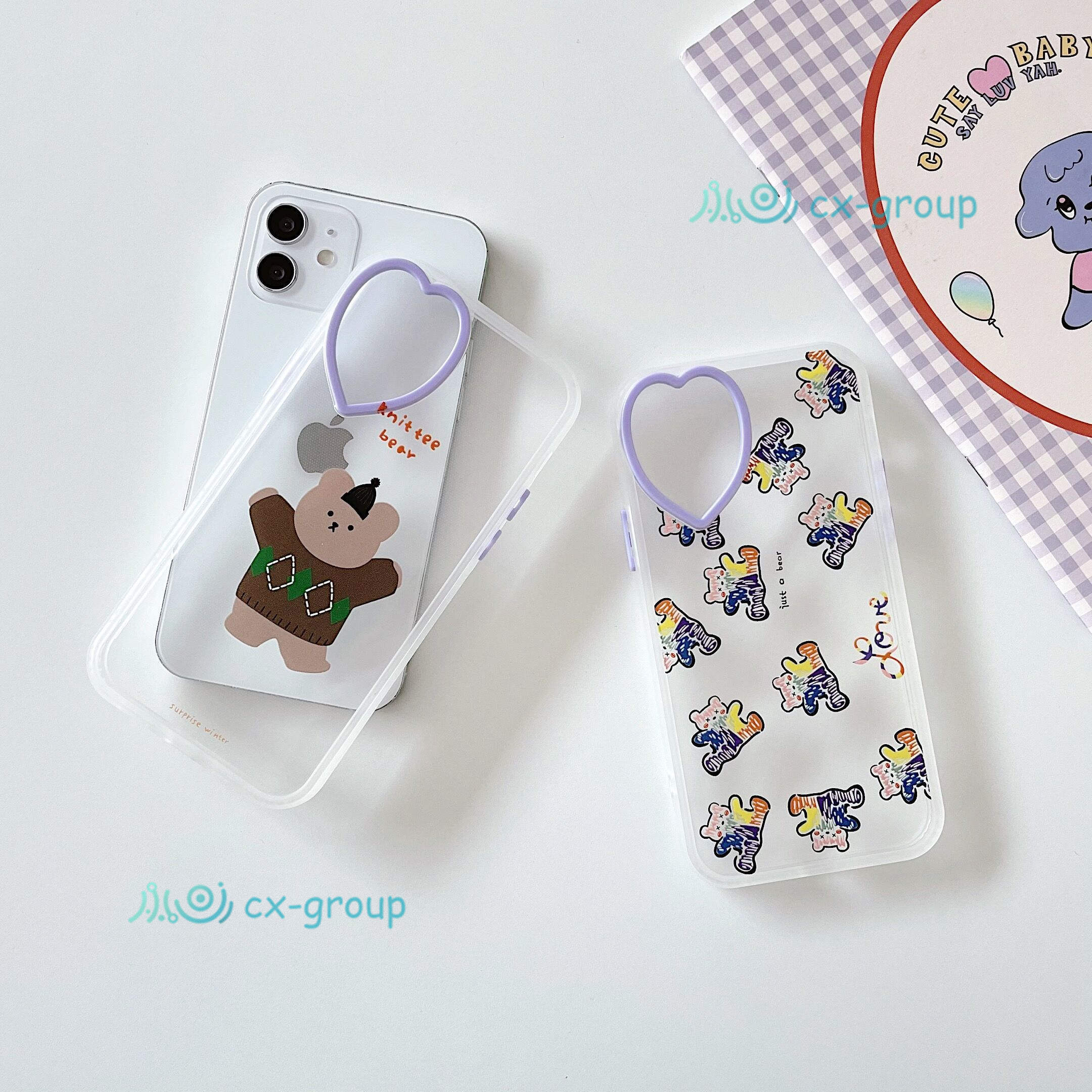 ốp iphone Cute Bear Heart-Shaped Lens Hole Case Apple iphone Case 7+ i7 8 plus soft casing iphone Casing 12 Pro max /12 mini premium soft case for iphone 11 Pro X XS MAX XR full silicone cover camera protector cover