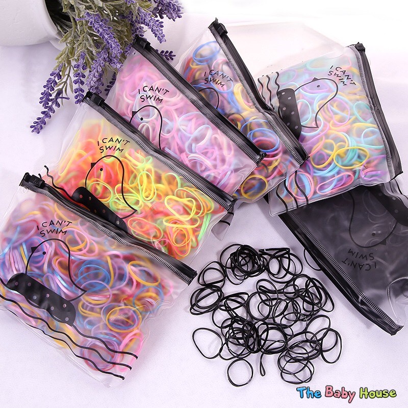 Thun Buộc Tóc  𝐅𝐑𝐄𝐄𝐒𝐇𝐈𝐏 Set Chun Buộc Tóc ComBo Túi Zip Thun Buộc Tóc Hàn Quốc Cho Bé