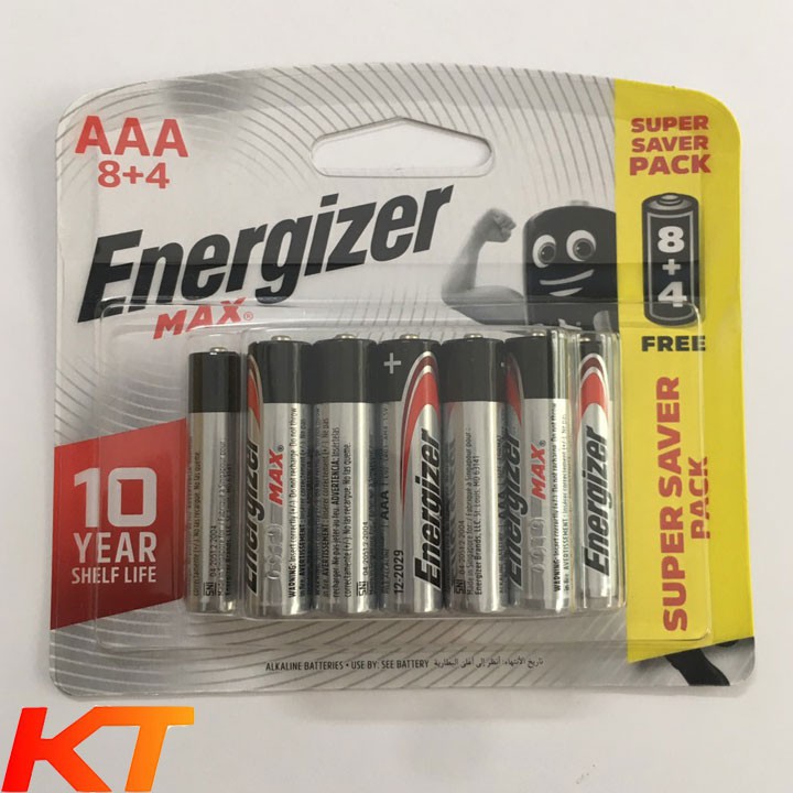 Pin AA, AAA Energizer max alkaline bp8+4 - vỉ 12 viên