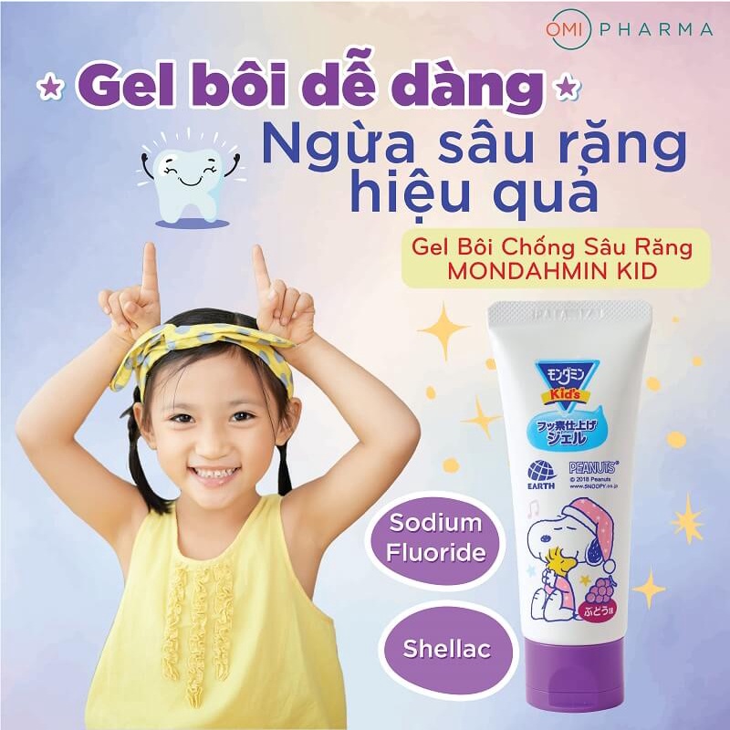 Gel Bôi Chống Sâu Răng Cho Trẻ Em Từ 3 Tuổi Mondahmin Kid Nhật Bản 50g [TẶNG BÀN CHẢI]