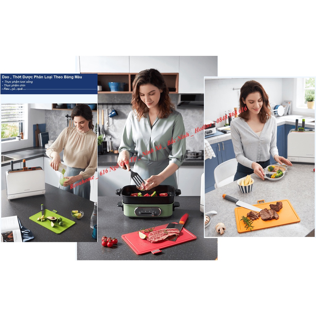 Morphy Richards MR1001  Bộ Dao Thớt  Khử Khuẩn UV + Sấy Khô 70ºC / Hàng Có Sẵn