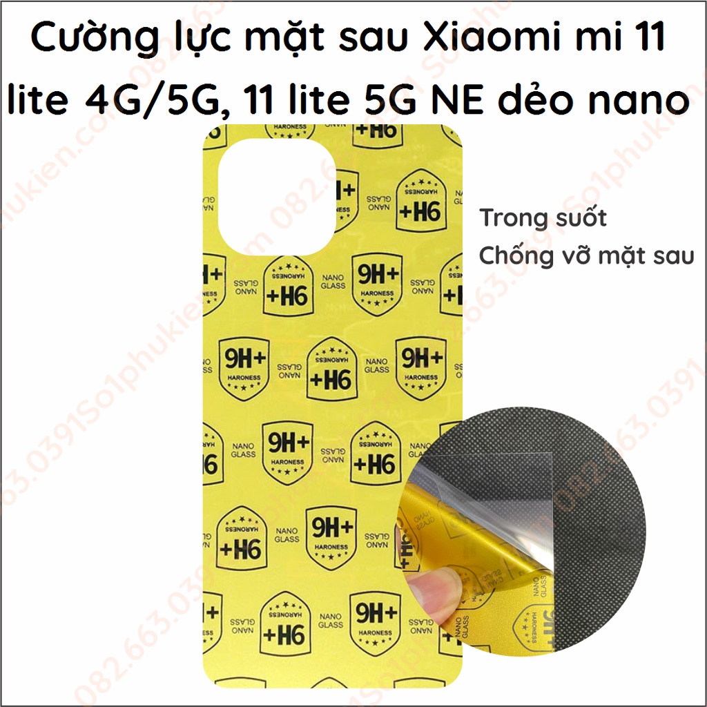 Cường lực mặt sau Xiaomi Mi 11 Lite 4G / Mi 11 Lite 5G / Mi 11 lite 5G NEdẻo nano chống bể, siêu bền