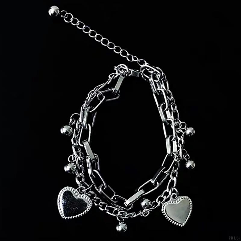 Vòng đeo tay hai lớp mặt hình trái tim phong cách Hàn Quốc thiết kế đơn giản thời trang | BigBuy360 - bigbuy360.vn