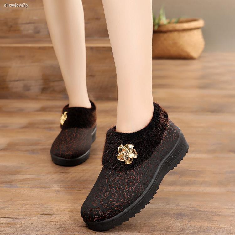 Giày vải bà già mùa đông bắc kinh, nữ đế nhung, ấm áp, mềm chống trơn trượt, các mẹ trung niên và người già, bông | BigBuy360 - bigbuy360.vn