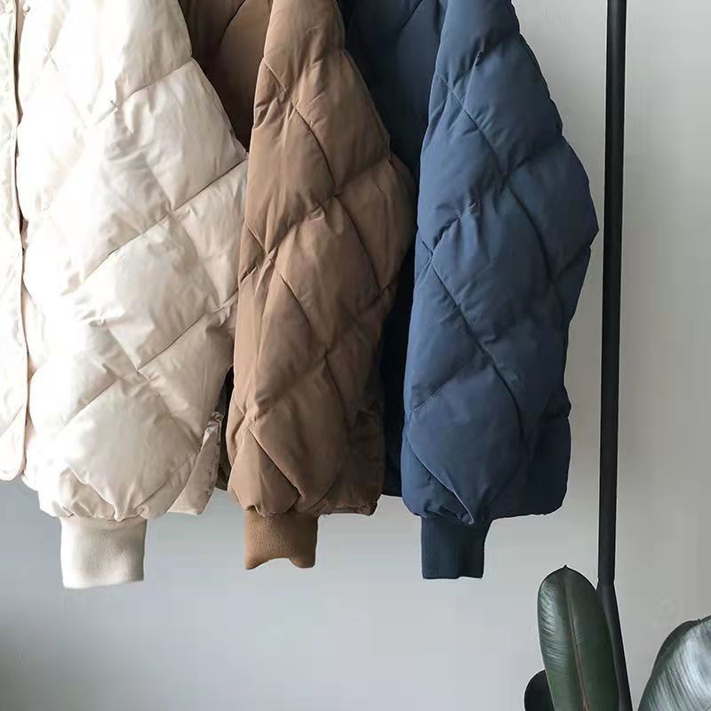 Áo khoác chần bông màu trơn phong cách retro Hàn Quốc