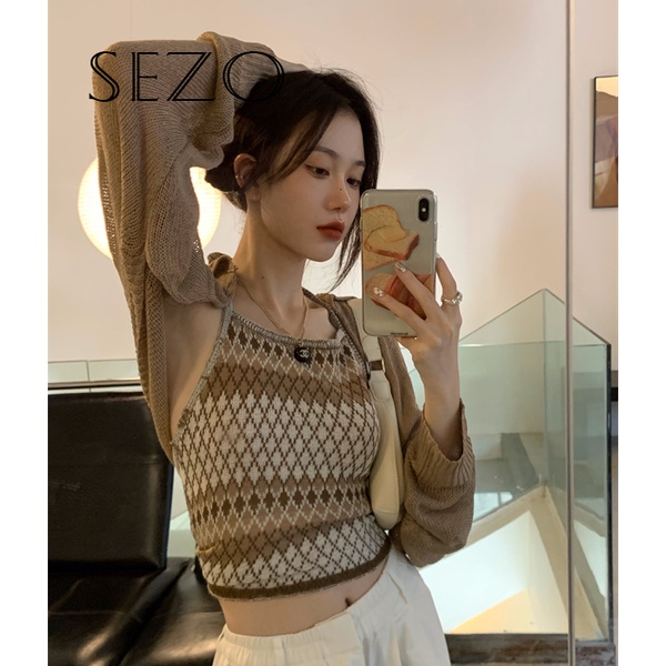 Áo tank top dệt kim phong cách Hàn Quốc quyến rũ cho nữ | BigBuy360 - bigbuy360.vn