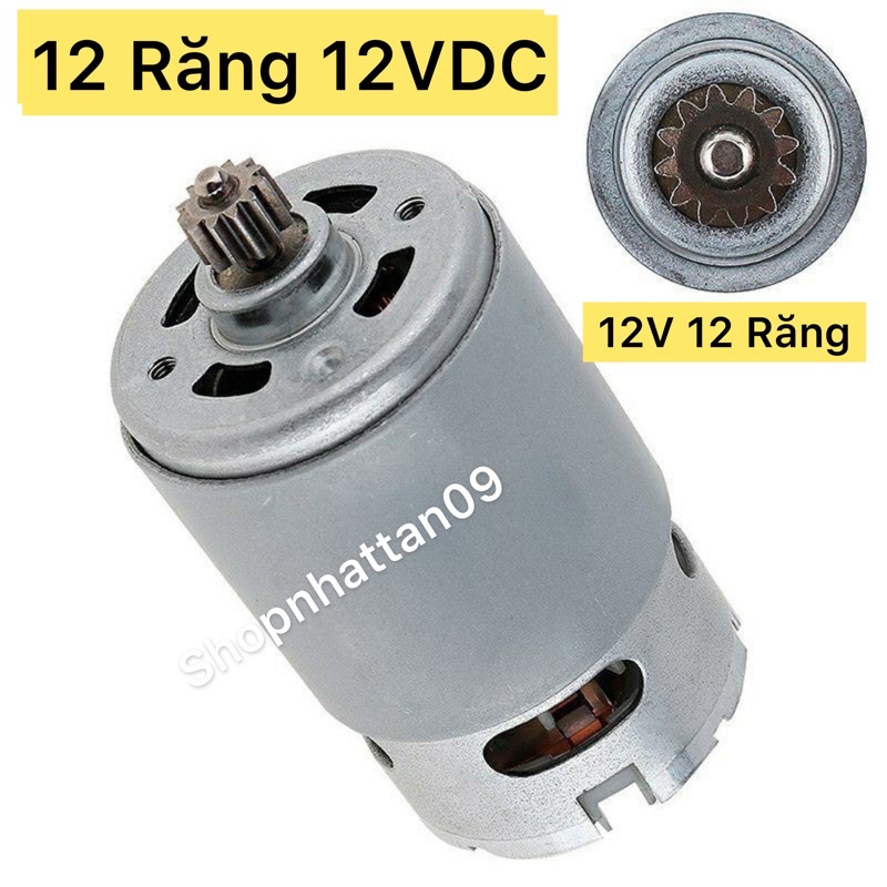 Motor DC RS 550 12V công suất cao có sẵn bánh răng chuyên cho máy pin 12V - 12 răng