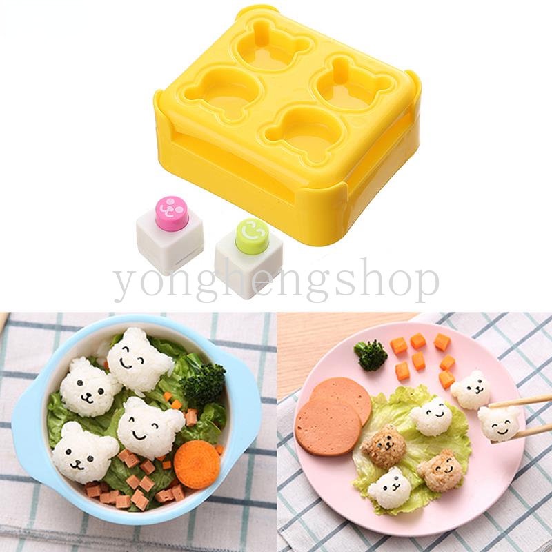 Set 3 Khuôn Làm Cơm Nắm Hình Gấu Dễ Thương