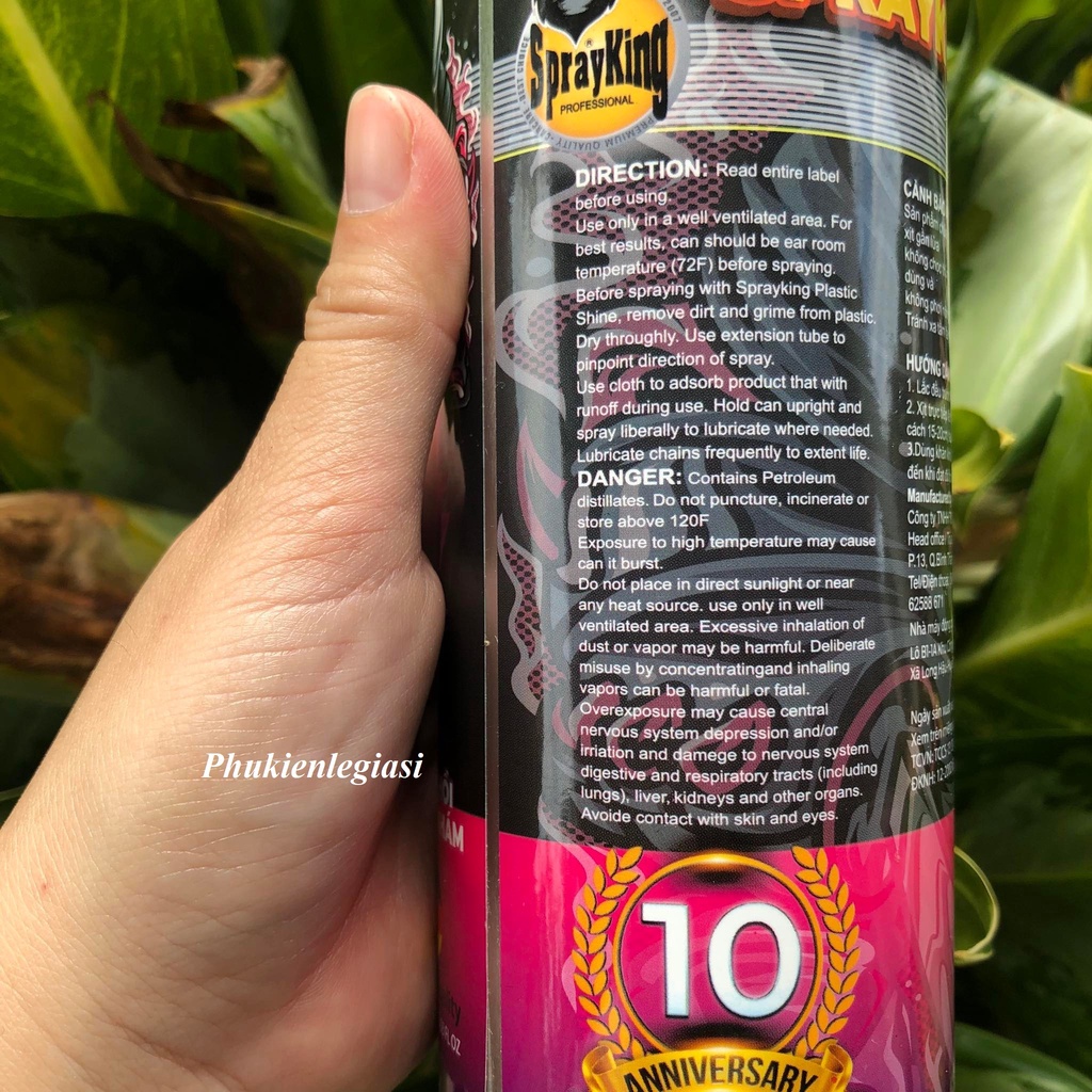 Chai xịt phục hồi nhựa nhám nhựa đen dưỡng đen làm mới nhựa nhám Sprayking Plastic Shine 400ml chai màu mè