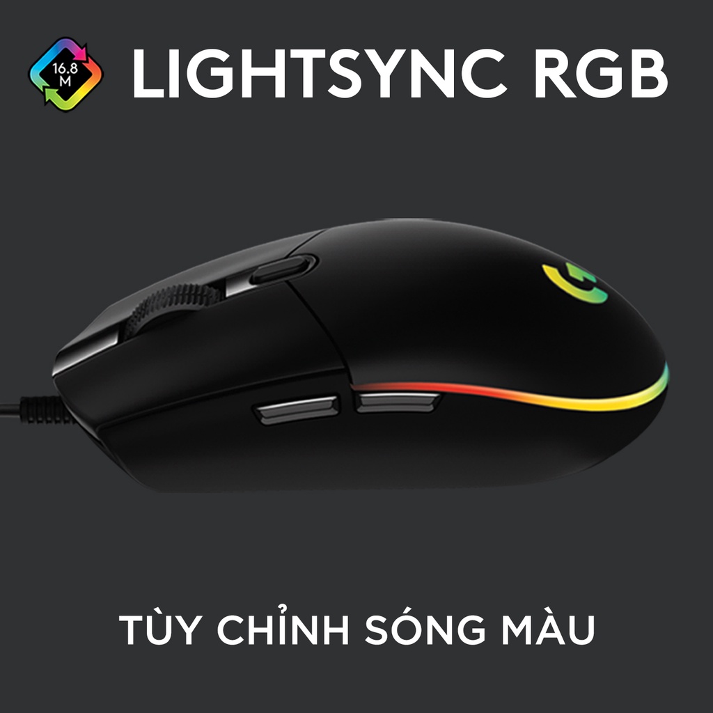Chuột game có dây Logitech G102 Lightsync - Tùy chỉnh RGB, 6 nút lập trình, nhẹ