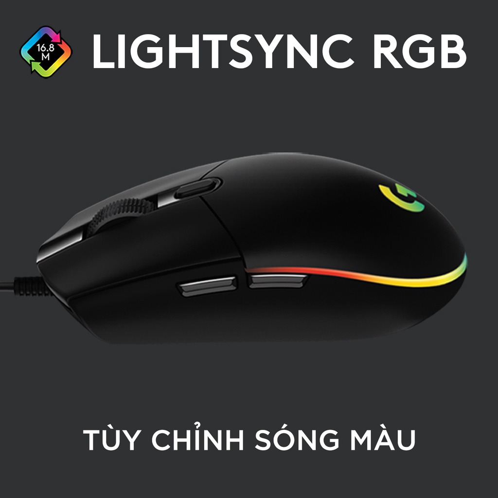 [Mã ELLOGIWL5 giảm 10% đơn 500K] Chuột game có dây Logitech G102 Lightsync – Tùy chỉnh RGB, 6 nút lập trình, nhẹ