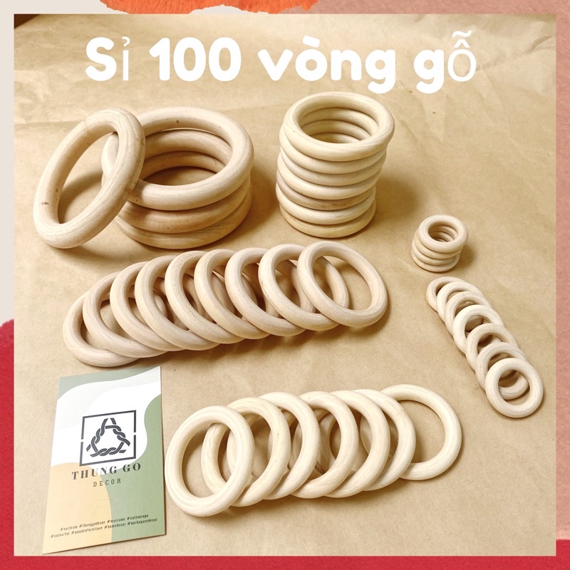 sỉ 100 vòng gỗ mộc size 3cm 5cm 6cm 7cm