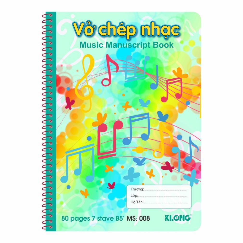 Vở chép nhạc lò xo Klong - 80 trang; Ms 008
