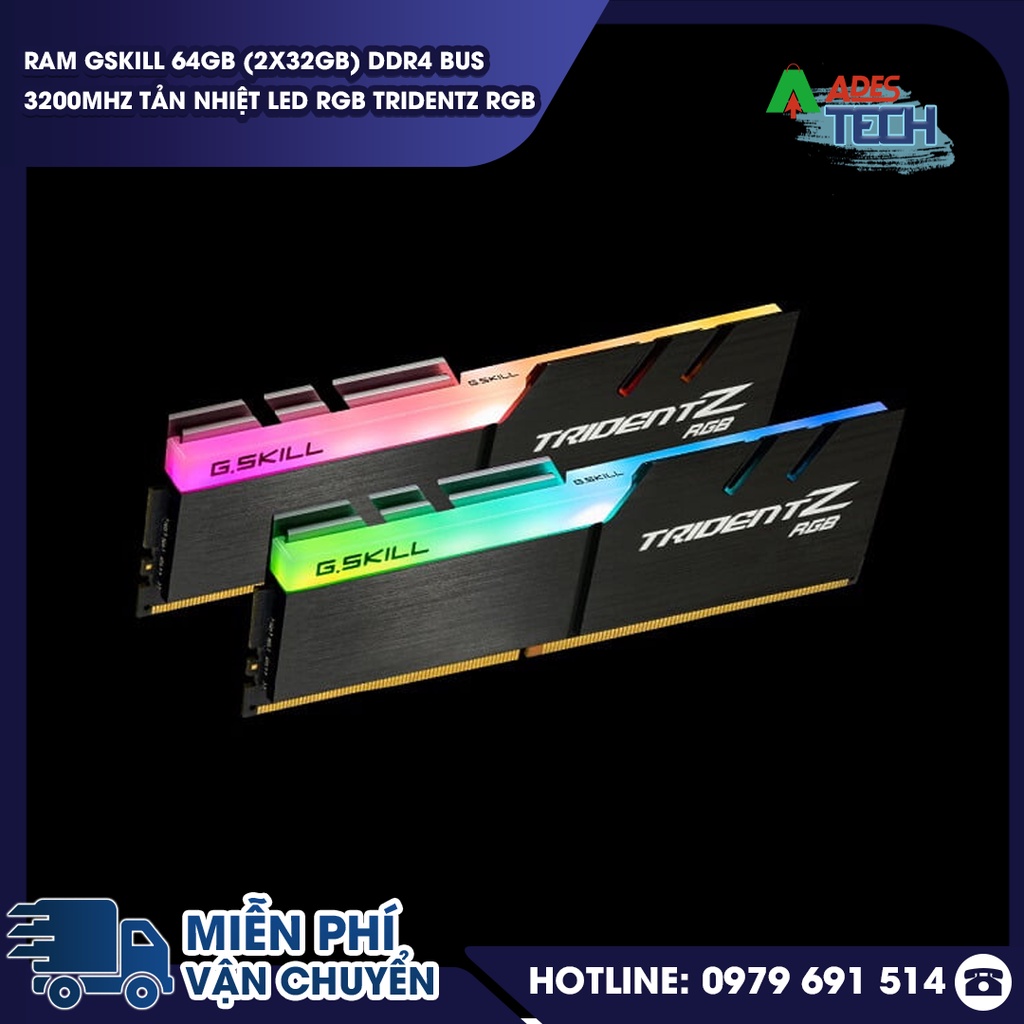 Ram Gskill 64GB  DDR4 Bus 3200MHz Tản nhiệt LED RGB Tridentz RGB
