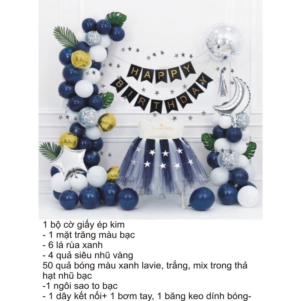 Set Bóng Bay Trang Trí Sinh Nhật Cho Bé Trai MM01 Màu Xanh