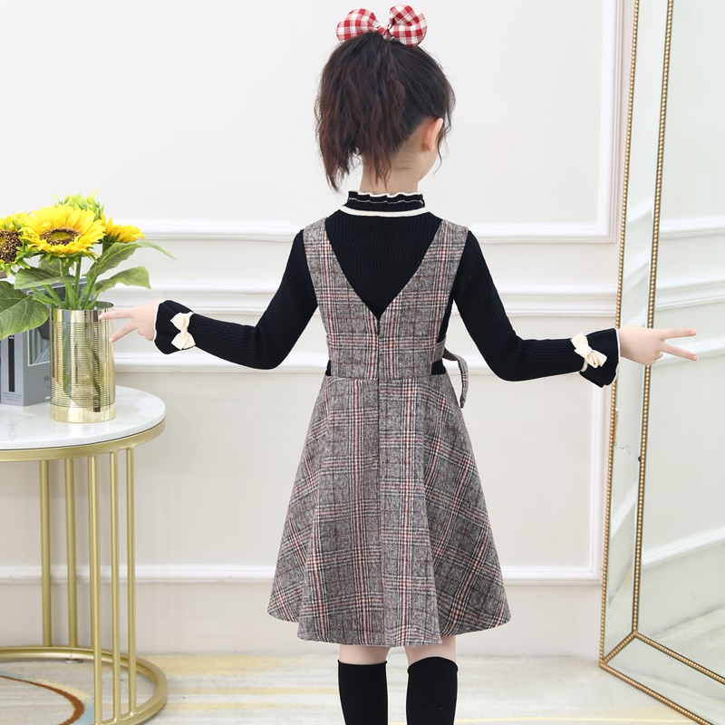 Váy đầm bé gái kiểu dáng thu đông tây, len trẻ em đông, công chúa, phong cách hàn quốc, bộ đồ cho