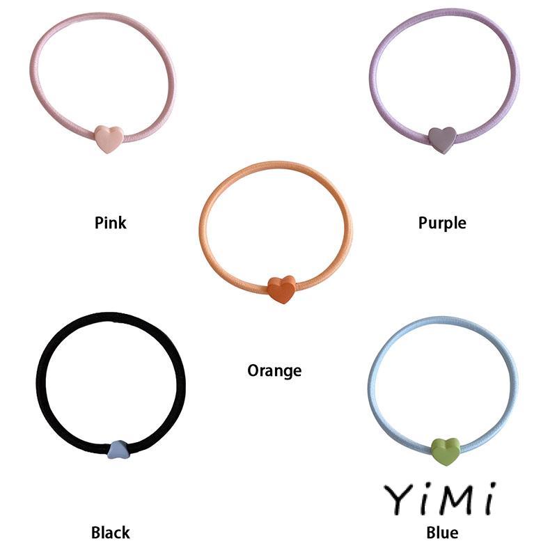 Dây Buộc Tóc Cao Su Co Giãn Màu Kẹo Họa Tiết Trái Tim Đáng Yêu Cho Nữ