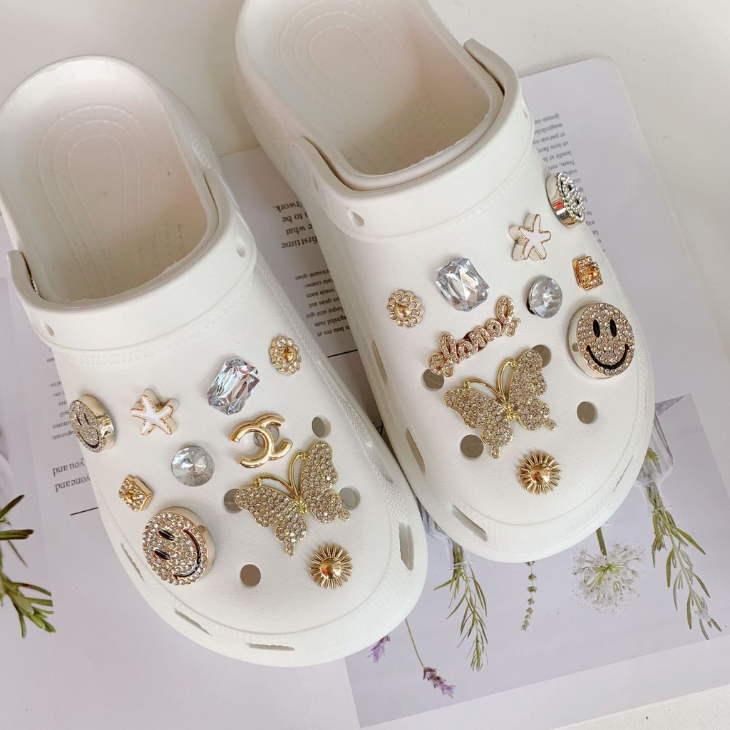 20pcs crocs sticker Phụ Kiện Khóa Giày Trang Trí Hình Bướmshoes sticker Accessories Stickers Sandals Shoe Decoration