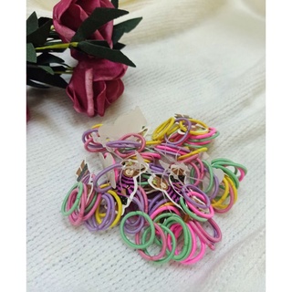 Set 100 thun cột tóc cầu vồng size baby