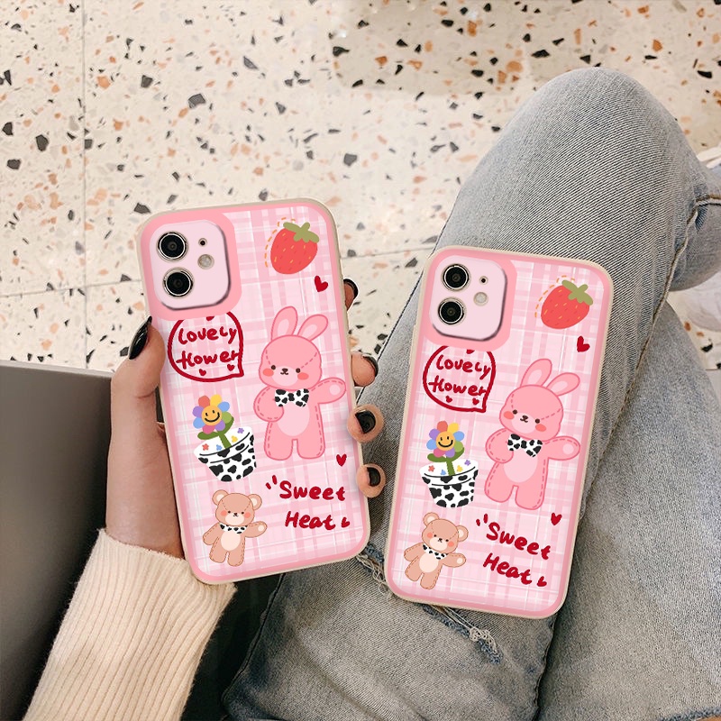 Bunny Case iphone 12 11 pro Max RABIT PINK vuông cạnh ốp lưng điện thoại iphone 7 plus 8plus xs xr xs max 13pro 13promax