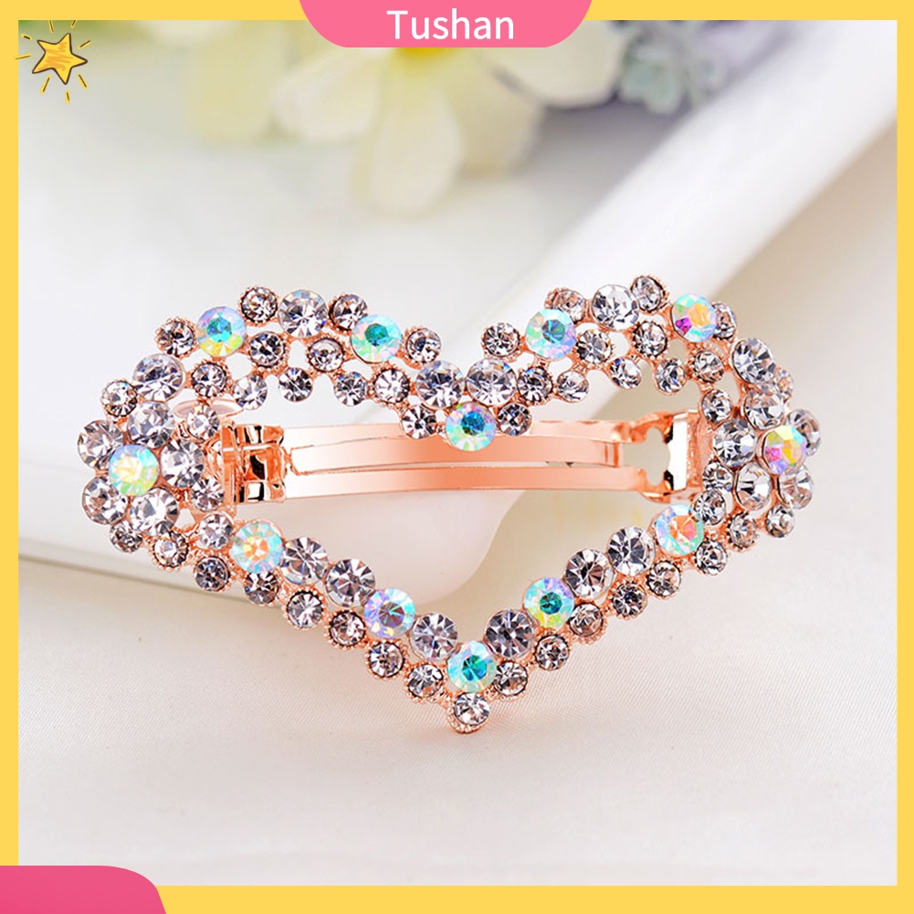 Kẹp tóc đính đá hình trái tim