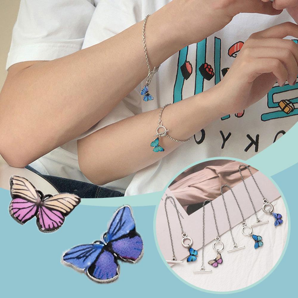 Vòng Tay Bằng Thép Titan Họa Tiết Bướm Phong Cách Harajuku Cho Cặp Đôi