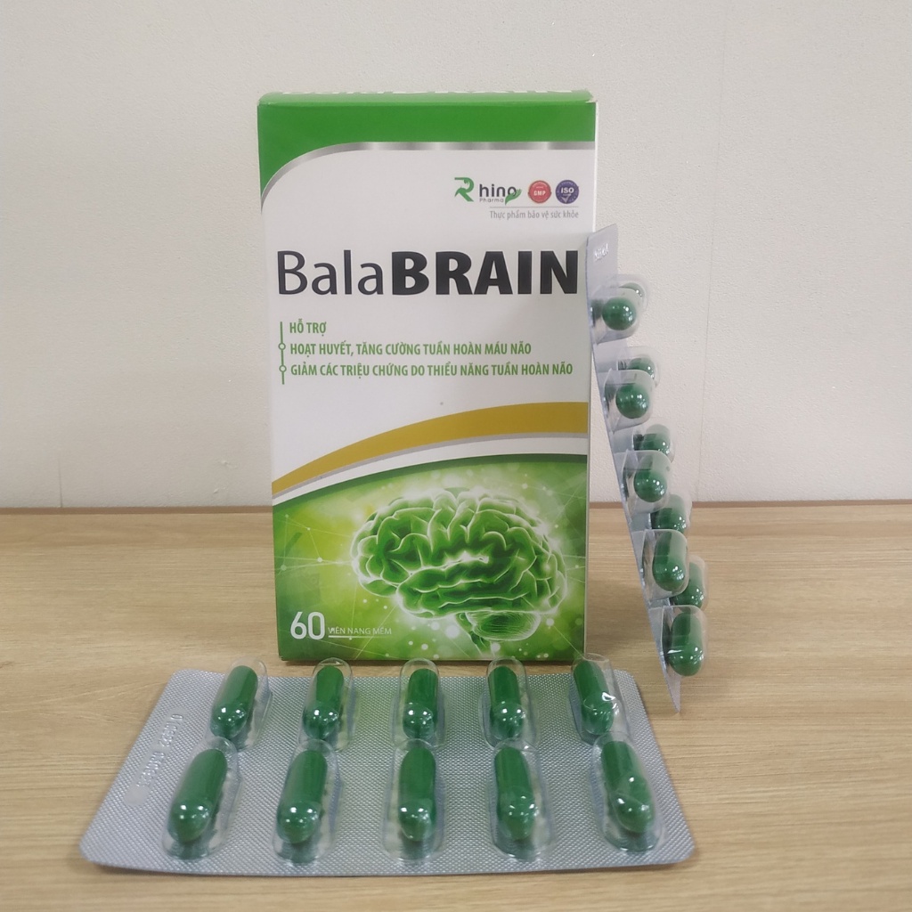Viên uống bổ não Bala BRAIN, hoạt huyết, tăng tuần hoàn não với Cao bạch quả - 60 viên - PharmaOTC