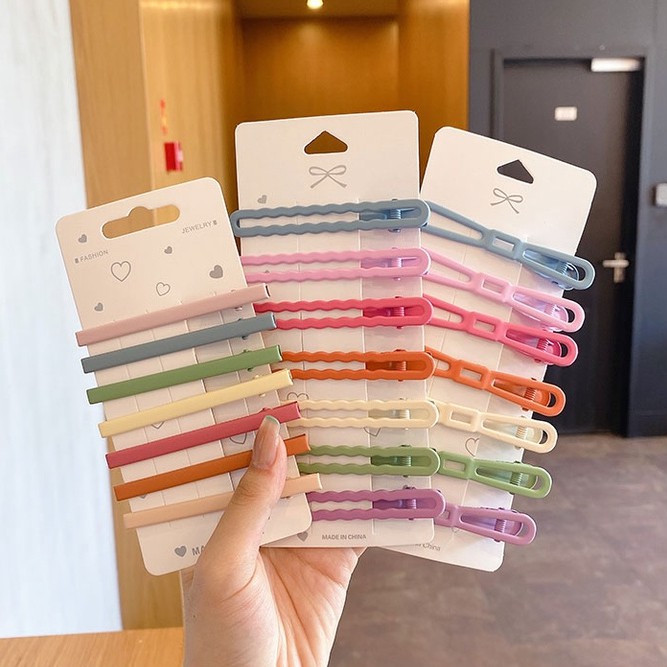 Set 10 kẹp tóc nhiều màu sắc đơn giản phong cách Hàn thanh lịch cho nữ