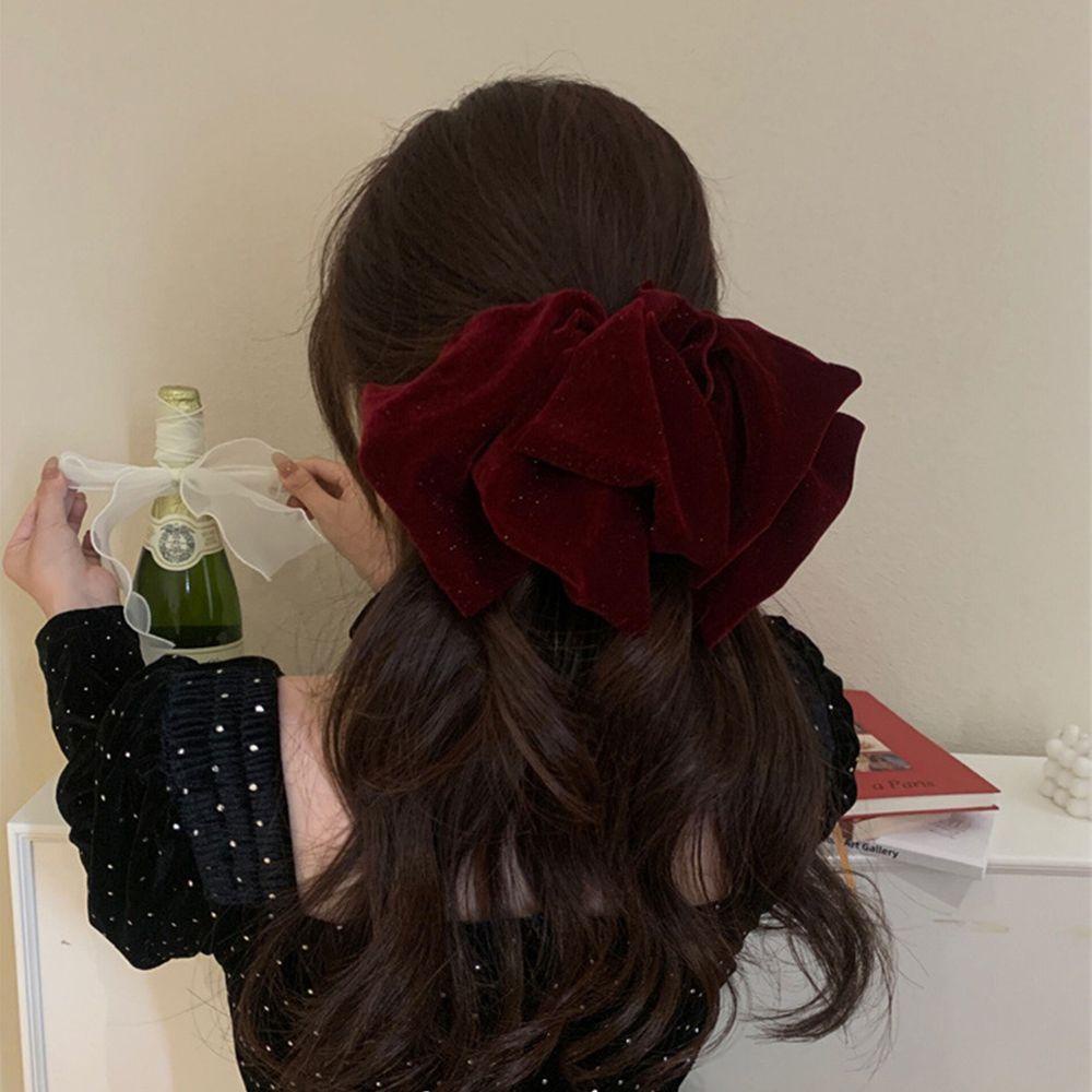 Kẹp Tóc Nhung Màu Trơn Thanh Lịch Kích Thước Lớn VANES1 Dành Cho Bạn Nữ