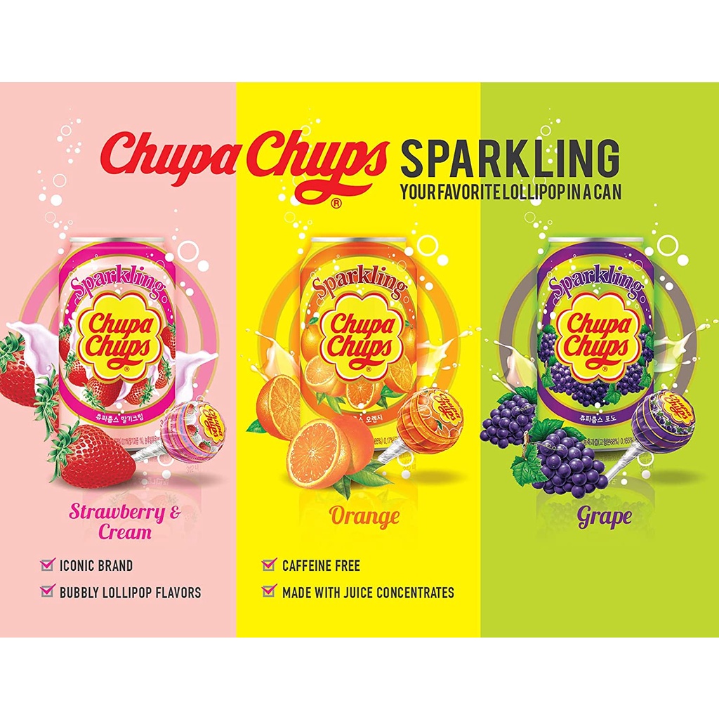 Soda Trái Cây SFC/ Chupa Chups Hàn Quốc - Lon 350ml