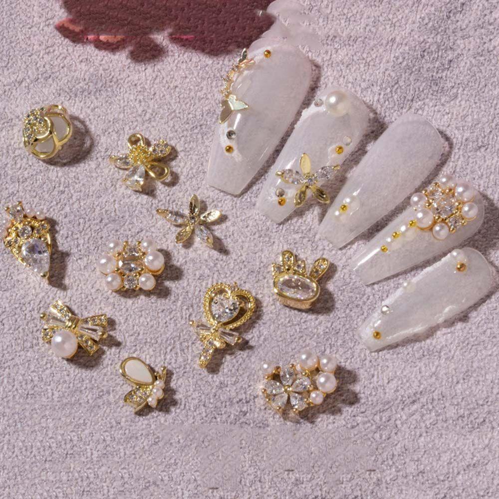 [Hàng mới về] Bộ phụ kiện trang sức dùng để trang trí cho móng tay đính kim cương lấp lánh thời trang