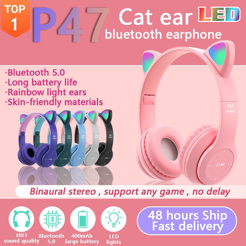 Tai Nghe Chụp Tai Bluetooth Không Dây Có Đèn LED 23M - Có Mic, Âm Bass Mạnh Mẽ Nghe Nhạc Cực Hay