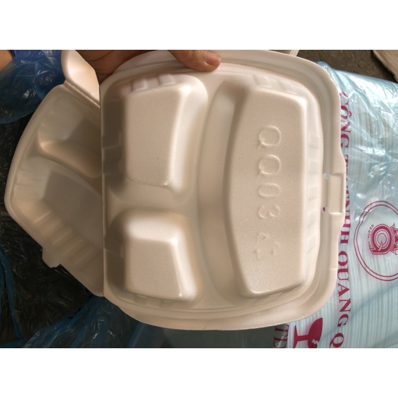 50 Hộp xốp 3 ngăn chữ nhật đựng thực phẩm (mã QQ03)
