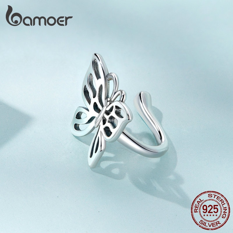 BAMOER 1 Bông Tai bạc 925 Hình Bướm Thời Trang Cho Nữ