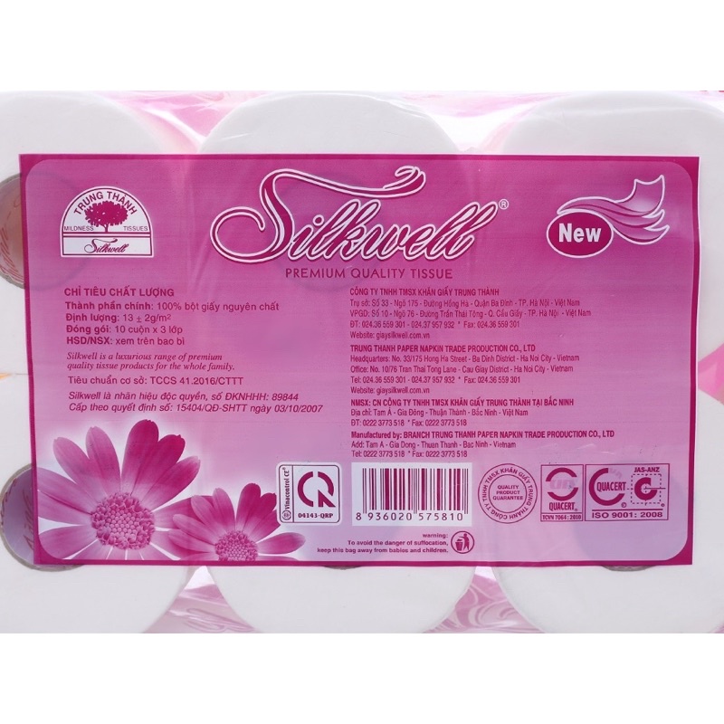Giấy vệ sinh tím silkwell 10 cuộn cao cấp