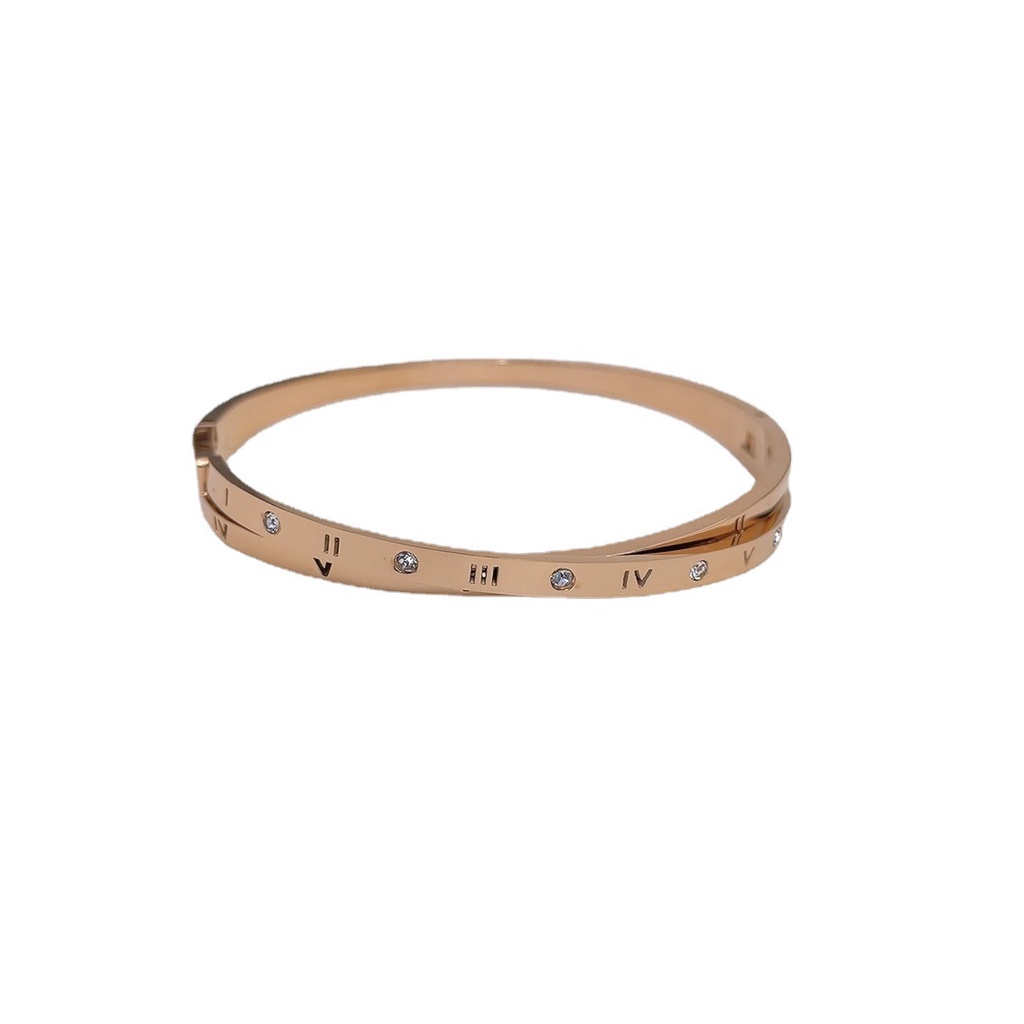 Phiên Bản Hàn Quốc Tính Khí Cao Cấp La Mã Số Vòng Tay Kim Cương Nữ Trẻ Thiết Kế Thời Trang Cảm Thấy Vòng Tay Thép Titan Trang Sức