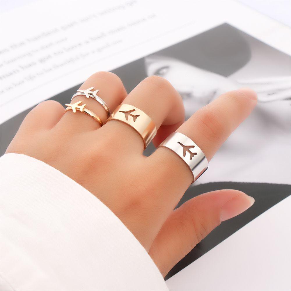 ROWANS 2pcs Matching Ring Jewelry Open Statement Adjustable Ring Wedding Jewelry Open Statement Couple Ring