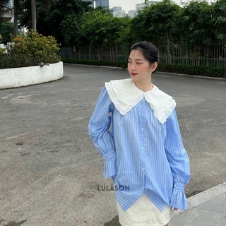 SƠ MI OVERSIZE TAY BỒNG CỔ BÈO