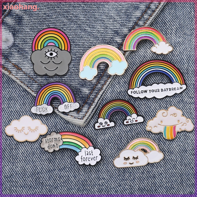 Ghim Cài Áo Kim Loại Tráng Men Hình Cầu Vồng Hoạt Hình 7 Phong Cách Cho Trẻ Em