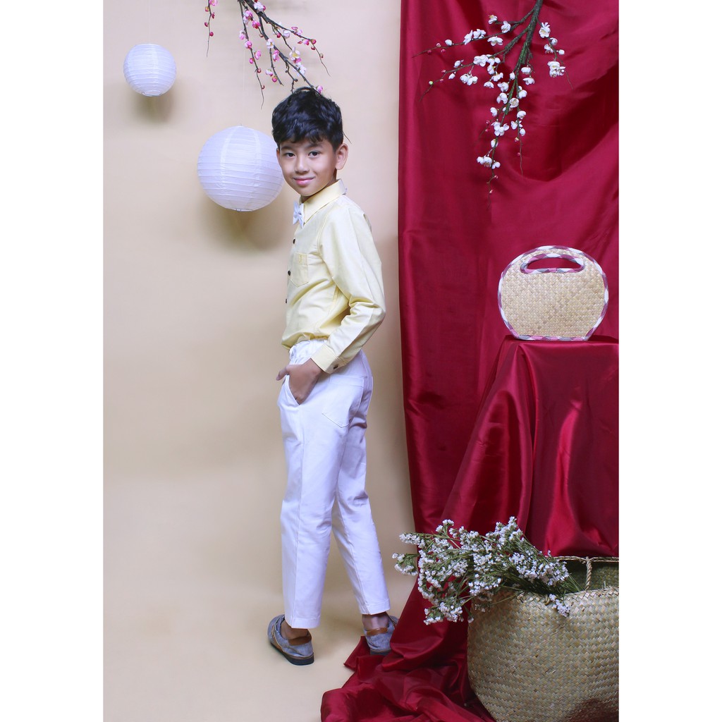 Áo sơ mi tay dài bé trai vải fo từ 1 - 12 tuổi để đi chơi  TAS020 - JADINY